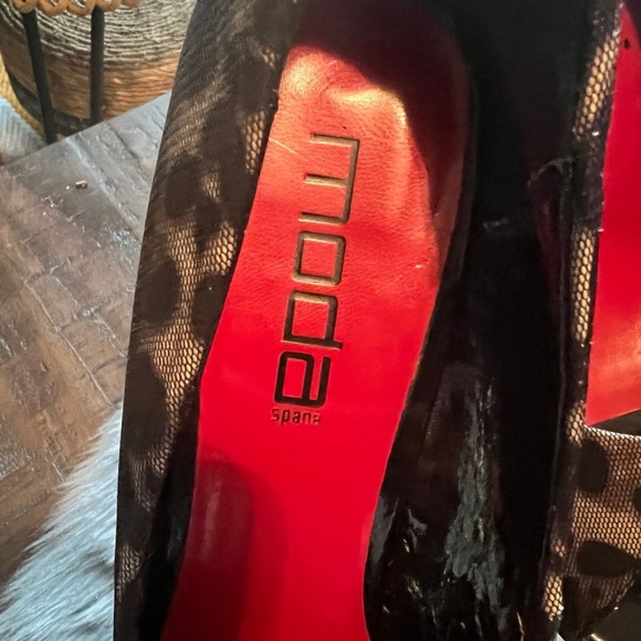 Moda Spana Plebe Peeps Toes Pumps Cheetah Print Size 10M - Picture 3 of 4